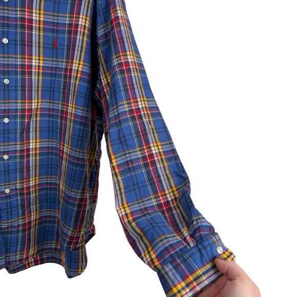 Vintage 90s Ralph Lauren Men Plaid Button Down Shirt XL Plaid Preppy Classic Fit - Picture 4 of 7
